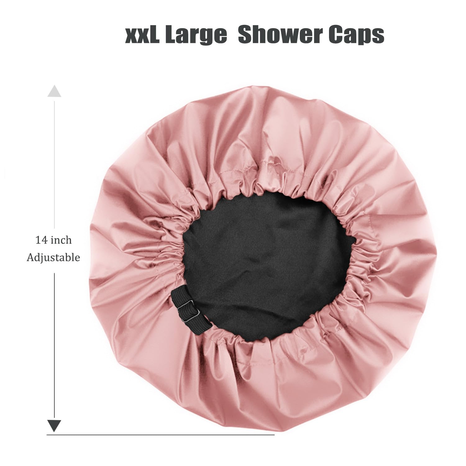 Amamba Gorro de ducha con forro de satén 100% real, gorro de ducha extragrande para mujer, reutilizable, impermeable, tamaño ajustable y gorro de