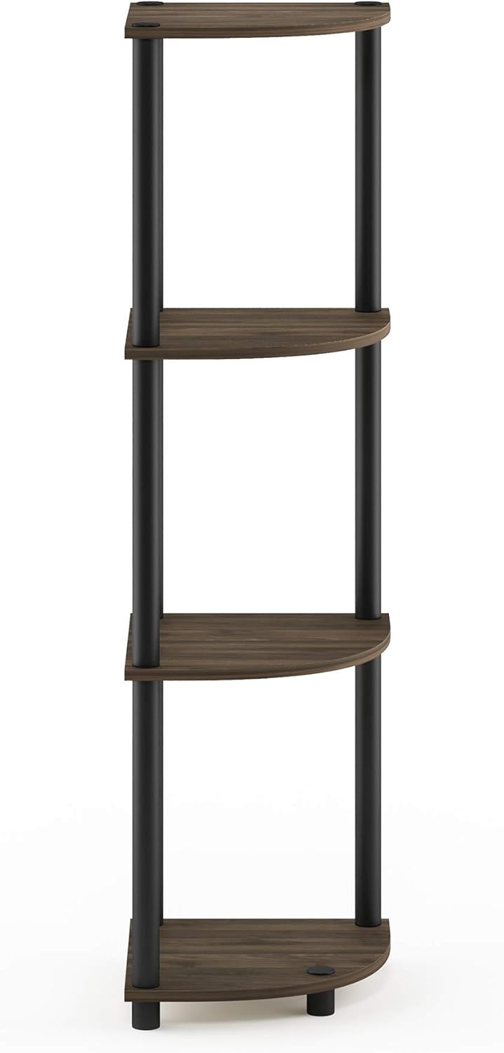 Furinno – Turn-N-Tube – Estantería tubular esquinera multipropósito, 4 niveles, nogal Columbianegro