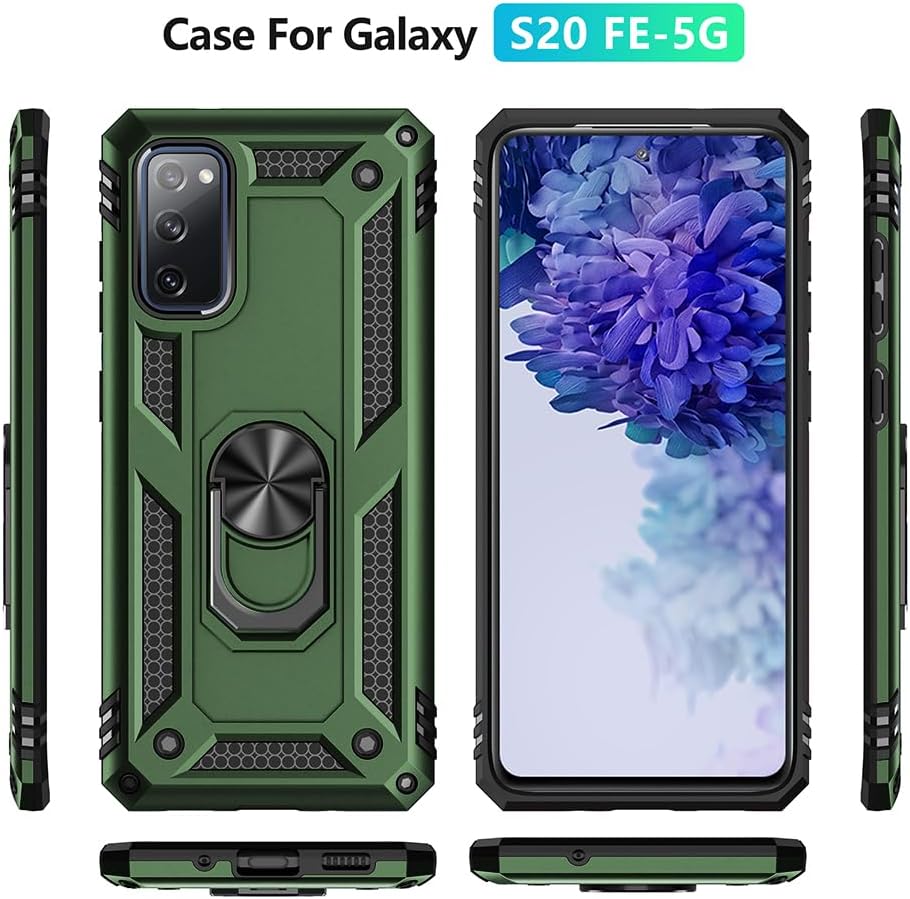 Funda para Samsung Galaxy S20 FE, Samsung S20 FE con protector de pantalla HD, grado militar de 16 pies probada en caídas anillo a prueba de golpes