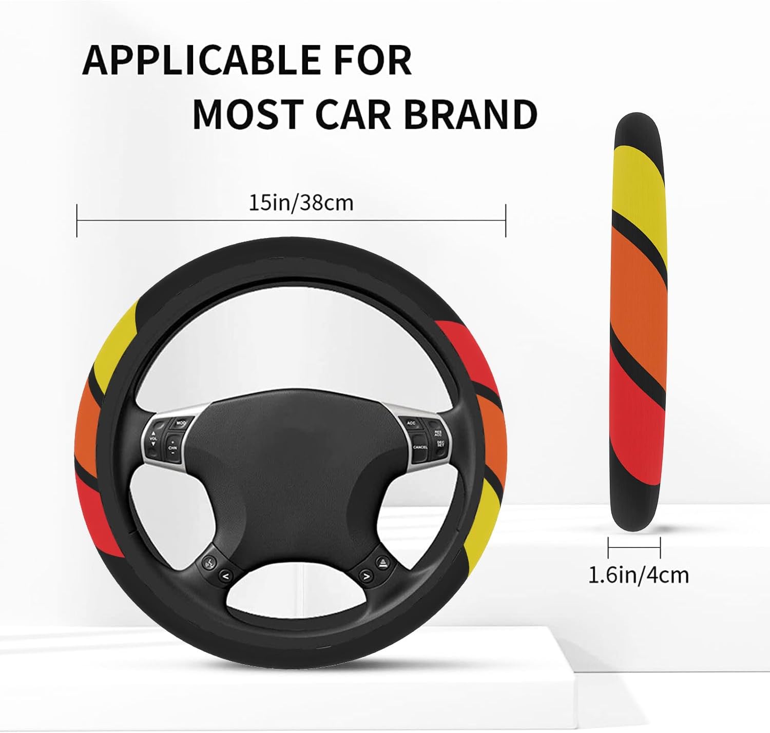 Funda para volante deportiva tricolor, amarillo, naranja, rojo, apta para Tacoma, 4Runner, Tundra, Sequoia, Rav4, Highlander, protector de volante