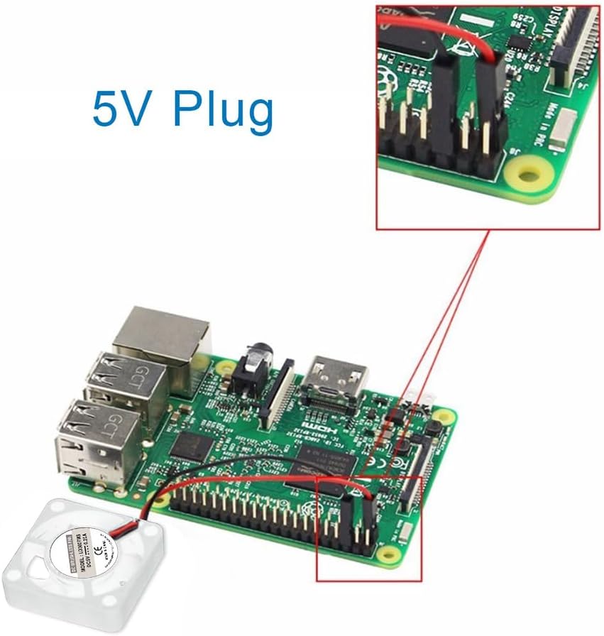 2 ventiladores de 1.181 x 1.181 x 0.276 in para Raspberry Pi, Dorhea para Raspberry Pi Ventilador de refrigeración sin escobillas 3007 Ventilador