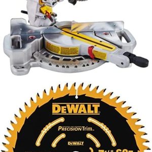 DEWALT – Sierra de inglete inalámbrica DCS361M1 de 20 V MAX* con hoja para sierra de inglete con corte de precisión DW7116PT 60T de DEWALT de 7.25 DEWALT – Sierra de inglete inalámbrica DCS361M1 de 20 V MAX* con hoja para sierra de inglete con corte de precisión DW7116PT 60T de DEWALT de 7.25