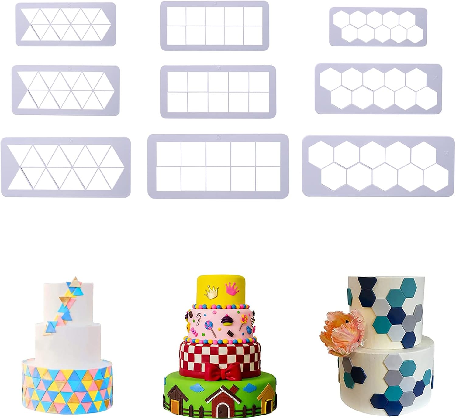 qufzdopv Cortador de galletas, juego de 9 piezas de moldes para galletas y fondant, cortadores geométricos de galletas para decoración de pasteles