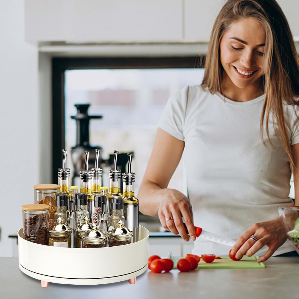 Lazy Susan – Organizador giratorio para gabinete, contenedor de plástico de 10.5 pulgadas, almacenamiento de especias, organizador de perfume de