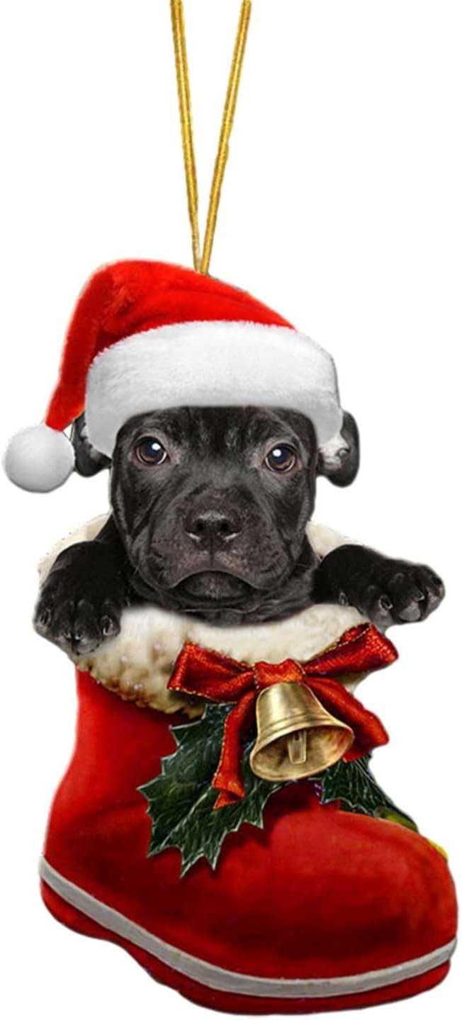 Adorno de Navidad 2023, 1 unidad, bota de Papá Noel, adorno acrílico para perro, calcetín para perros, decoración de animales, guirnalda de bastón