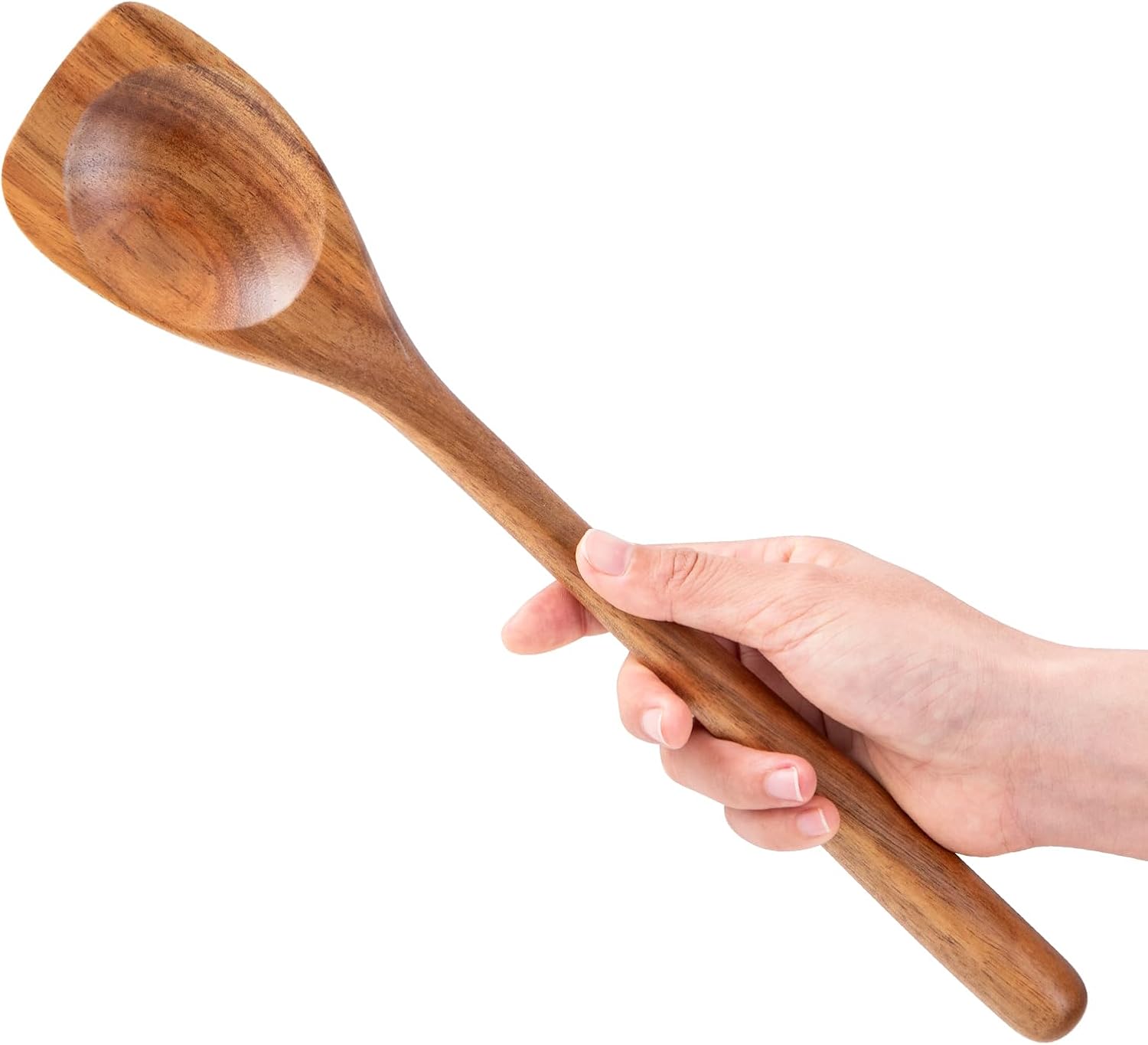 MornHalo Cuchara de cocina de acacia, cuchara de cocina de madera maciza natural, cuchara de cocina de 14 pulgadas para cocinar, cuchara de cocina