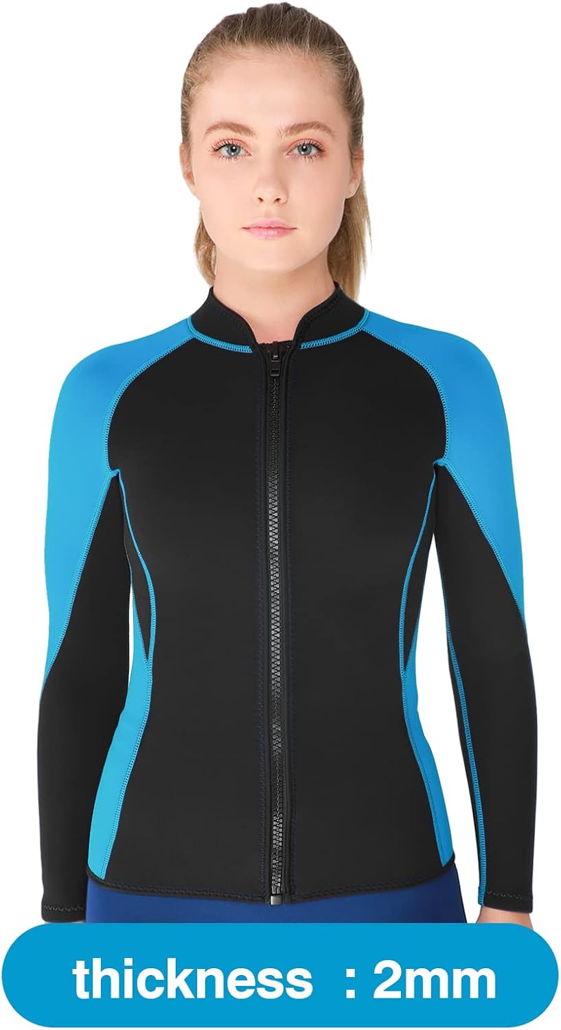 Wetsuit Top Men, Wet Suit Tops Womens in Cold Water Weather, Wetsuit Jacket Mens Neoprene Long Sleeve for Surf Swim Snorkeling Canoeing Scuba