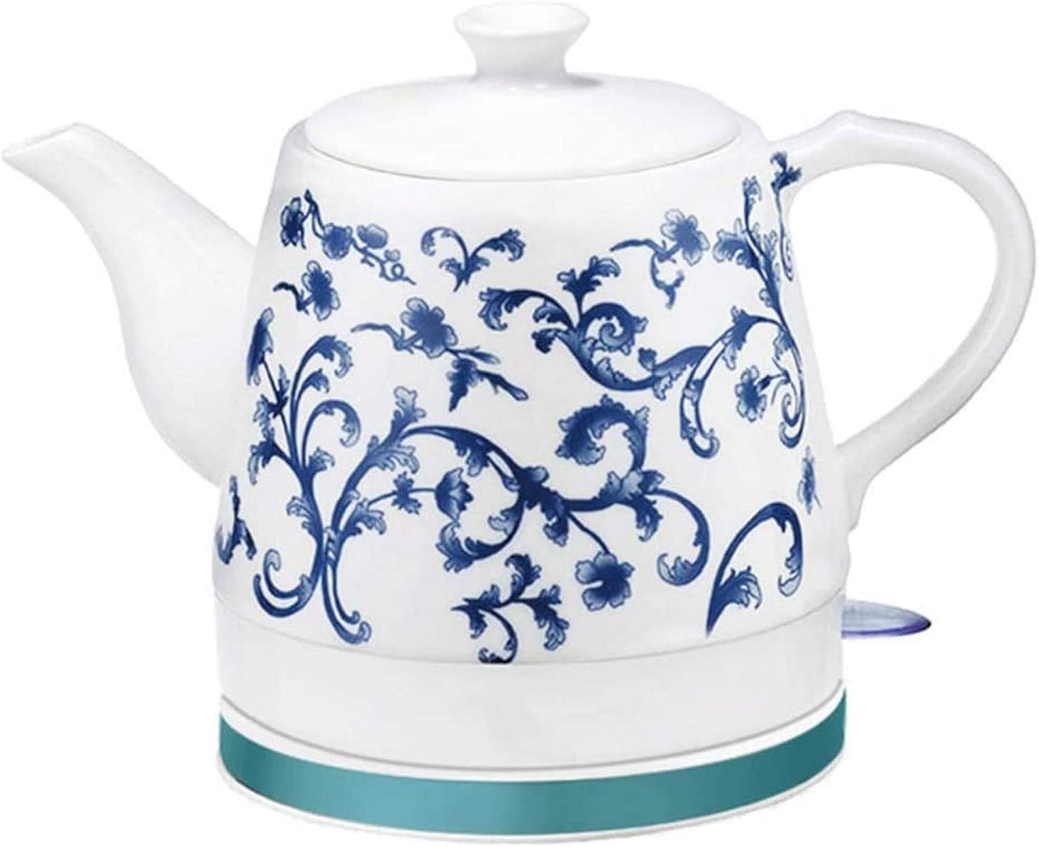 – Tetera eléctrica inalámbrica de cerámica – Jarra retro de 1.2 L, 1200 W de agua rápida para té, café, sopa, base extraíble de avena, protección