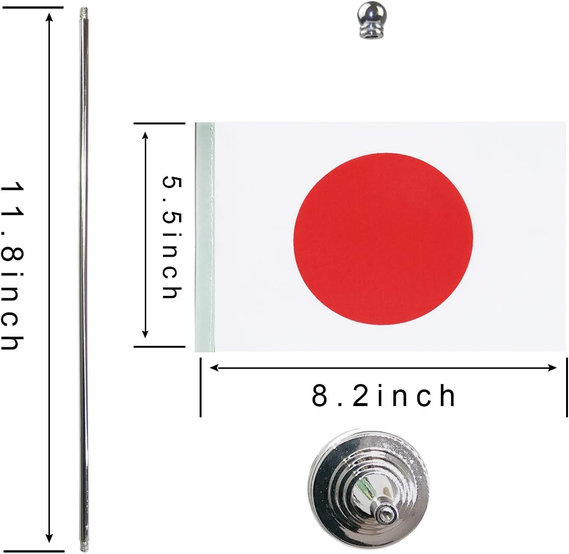 Paquete de 2 banderas japonesas de escritorio, pequeñas banderas de mesa japonesas con base de soporte, decoración de celebración de eventos y