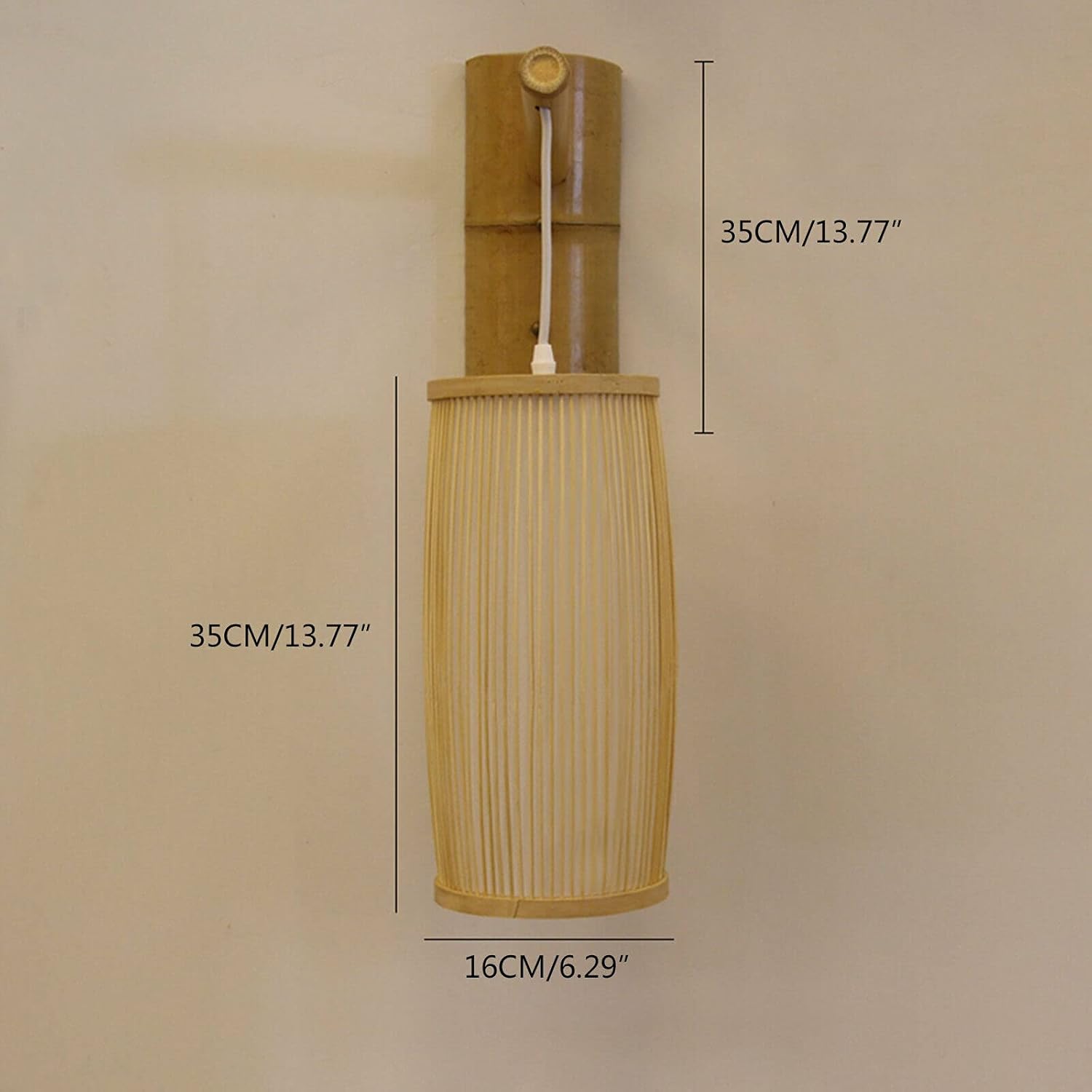 Lámpara de pared de bambú, aplique de pared de mimbre de bambú de la lámpara de la rota para el hotel del dormitorio