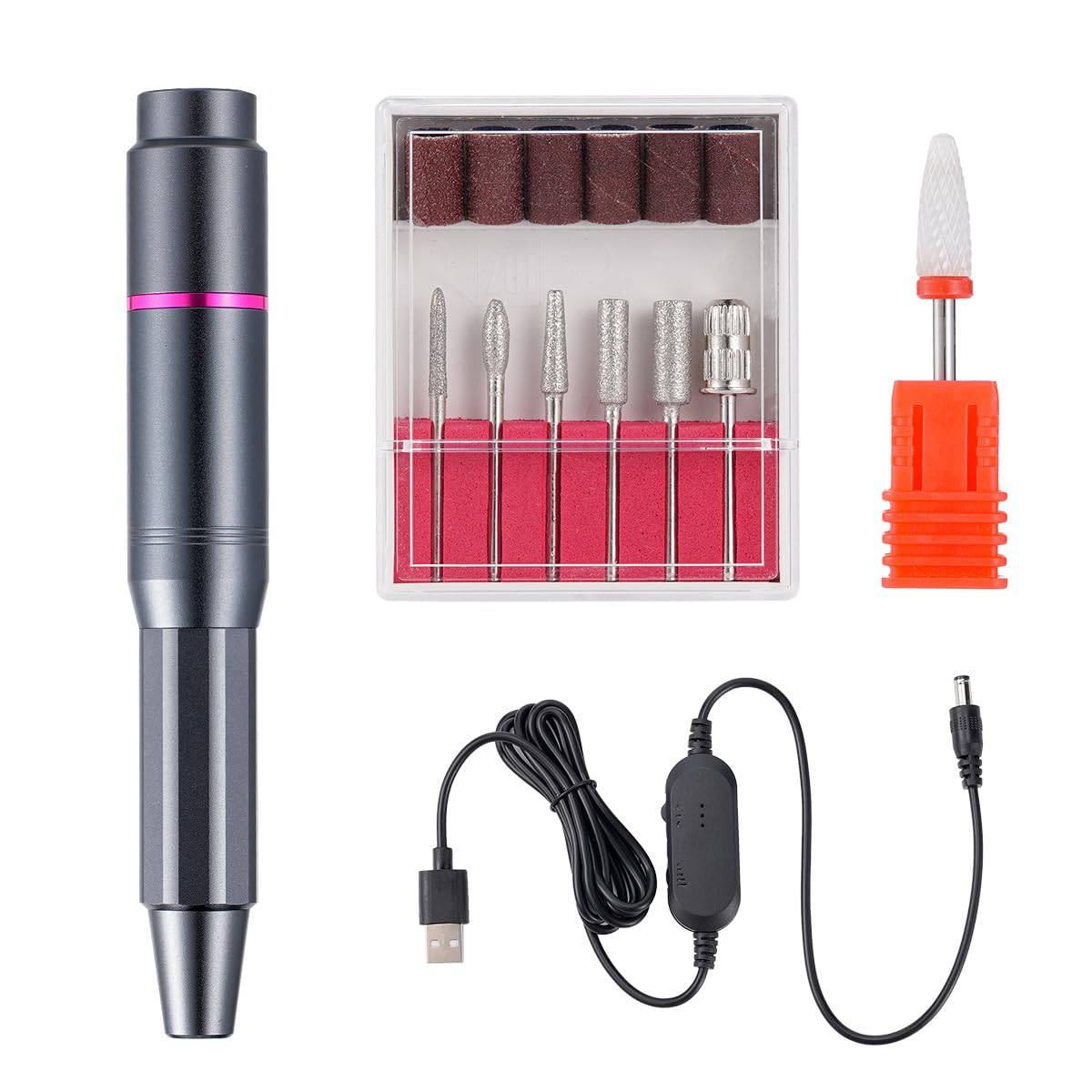 Taladro de uñas portátil de 25000 RPM, kit profesional de taladro de uñas eléctrico para uñas de gel acrílico, moldeado, pulido, herramienta de