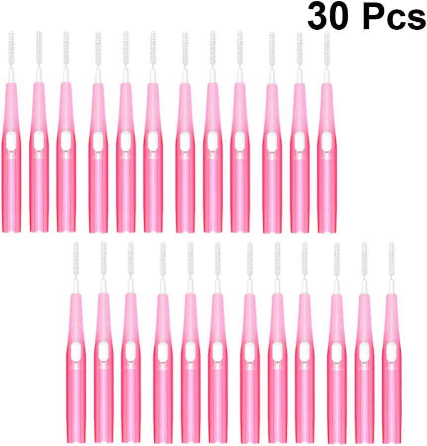 EXCEART Cepillo interdental, cepillo interdental, cabeza de hilo dental, cepillo de higiene dental, herramienta de limpieza dental (rosa, 0.024 in)