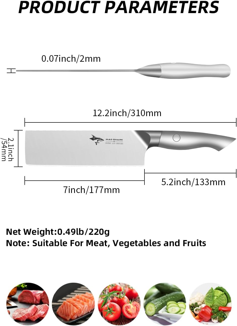 Nakiri – Cuchillo de chef para verduras de 7 pulgadas, cuchillo Usuba afilado, cuchillo multiusos con precisión y belleza, para el hogar y la cocina