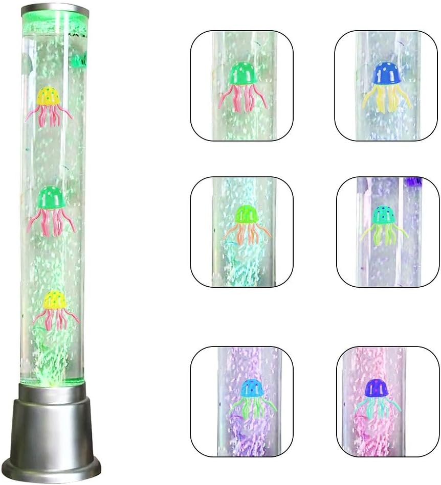 Shop LC – Lámpara eléctrica de medusas, lámpara artificial de acuario para tanque de peces falsos con lámpara de tubo de burbujas sensorial, luz