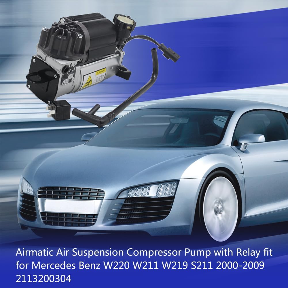 2203200104 Airmatic Bomba de compresor de suspensión neumática con relé apto para Mercedes-Benz W220 W211 W219 S211 CLS550, CLS63 AMG, E320, E350,
