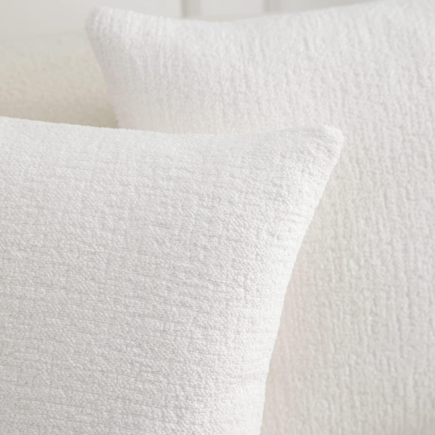 Fundas de almohada con textura de color blanco perla para cama y sofá, 16 x 16 pulgadas, paquete de 2