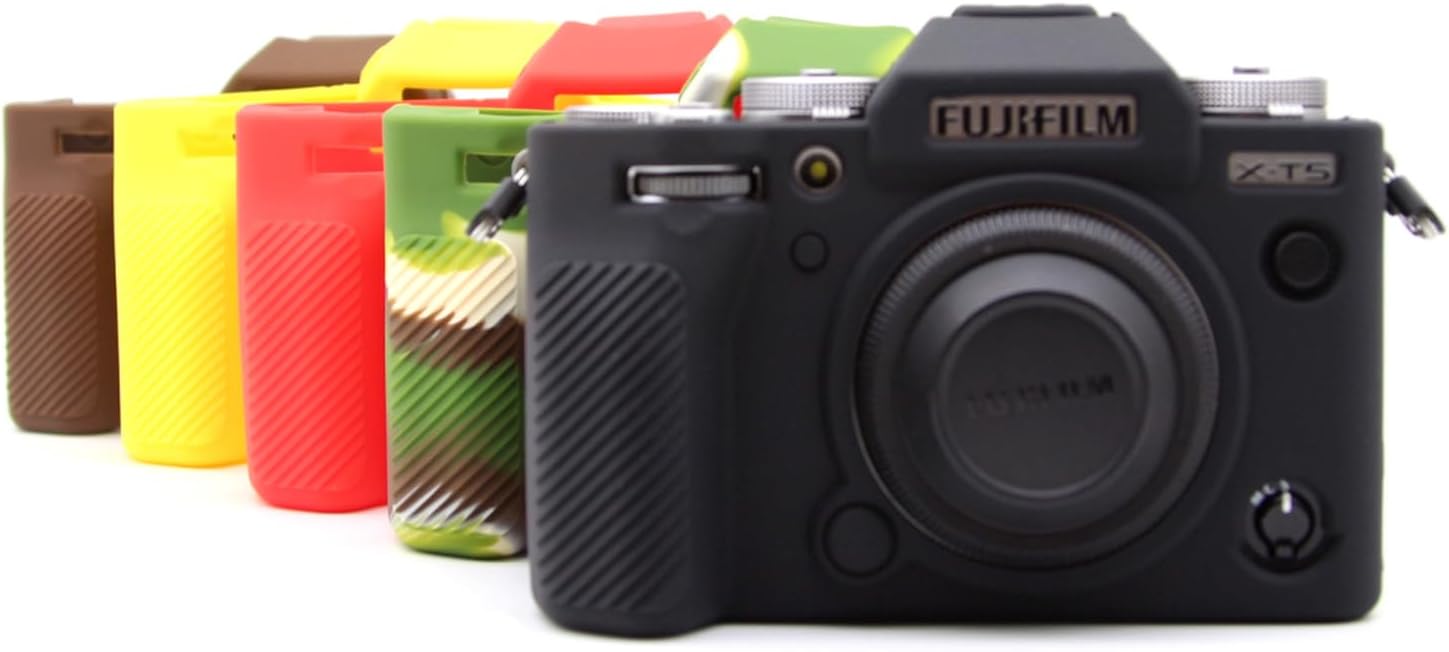 Rieibi Fuji XT5 X-T5 – Funda protectora de silicona suave para cámara Fujifilm XT5 X-T5, funda ligera para cámara Fuji X-T5, color negro