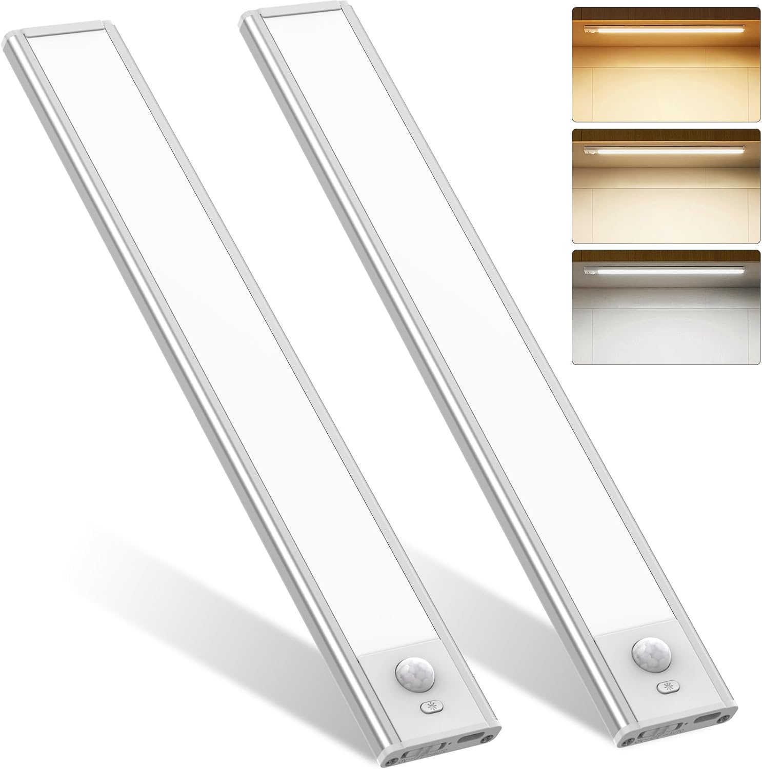 Luces para debajo del gabinete, 72 luces LED con sensor de movimiento para interiores, luces recargables por USB, iluminación inalámbrica de 3
