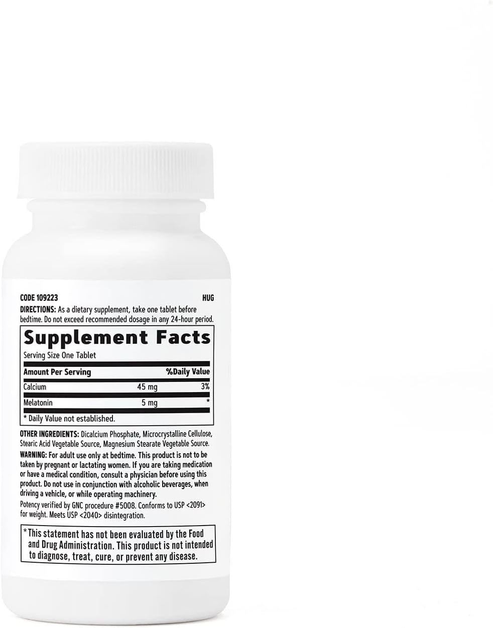 GNC Melatonina 5 mg, 60 tabletas, apoya el sueño reparador