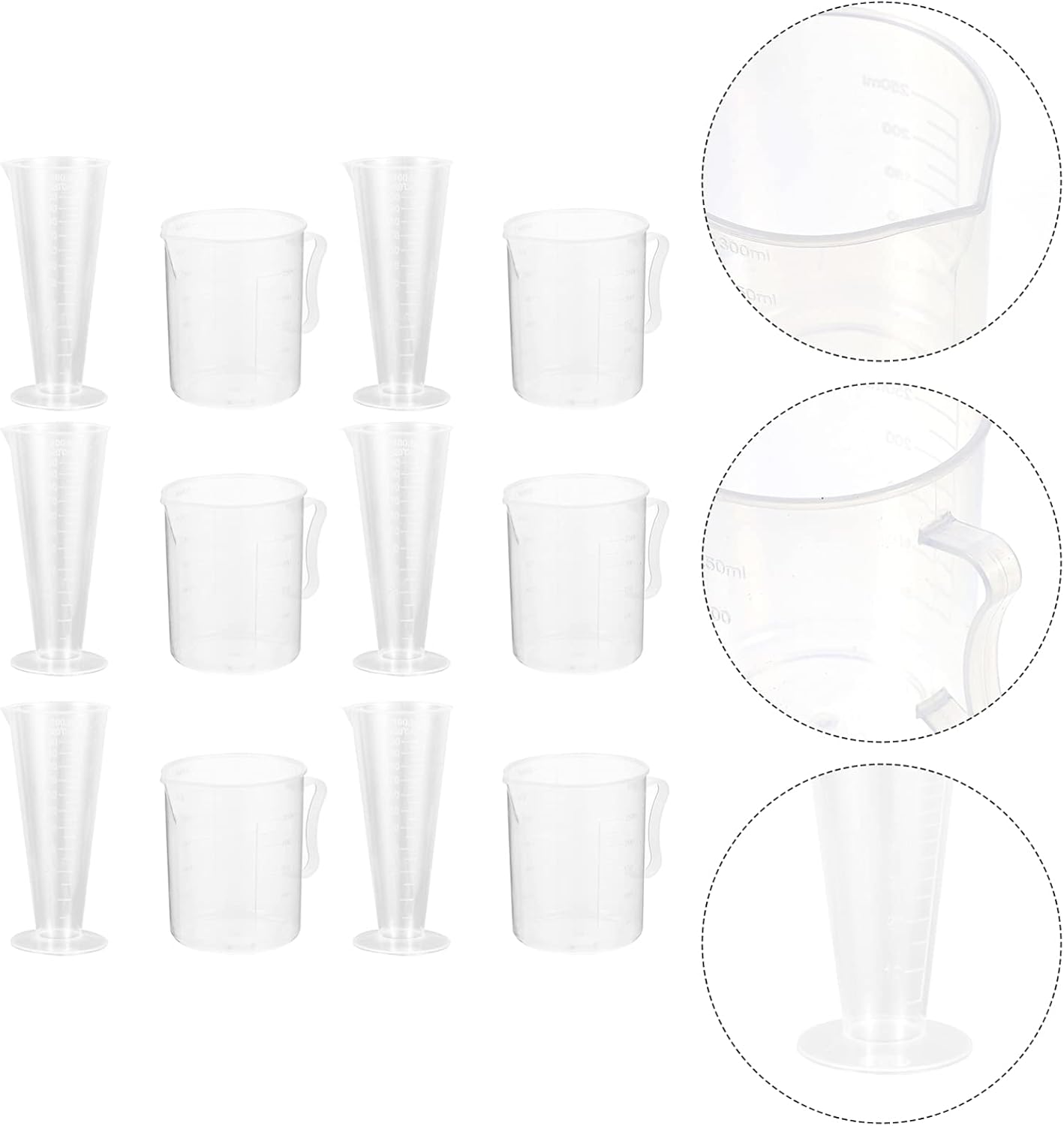Baluue 12 tazas medidoras de plástico transparentes de 3.4fl oz y 8.5fl oz con báscula vaso graduado, taza de medición líquida, vaso de