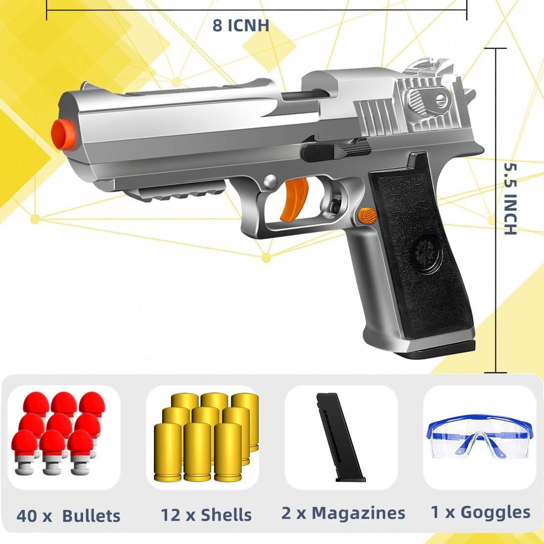 Pistola de juguete de recarga totalmente automática con carcasa de rebote, juegos de disparo, pistola de espuma suave, juguetes de modelo educativo,