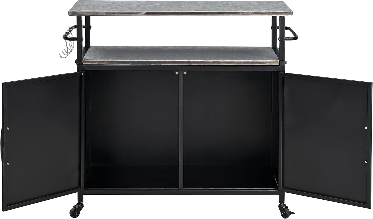 FirsTime & Co. Nuevo y mejorado Black Davidson – Carro de cocina para exteriores, mesa de patio portátil, mesa de trabajo de metal para preparación