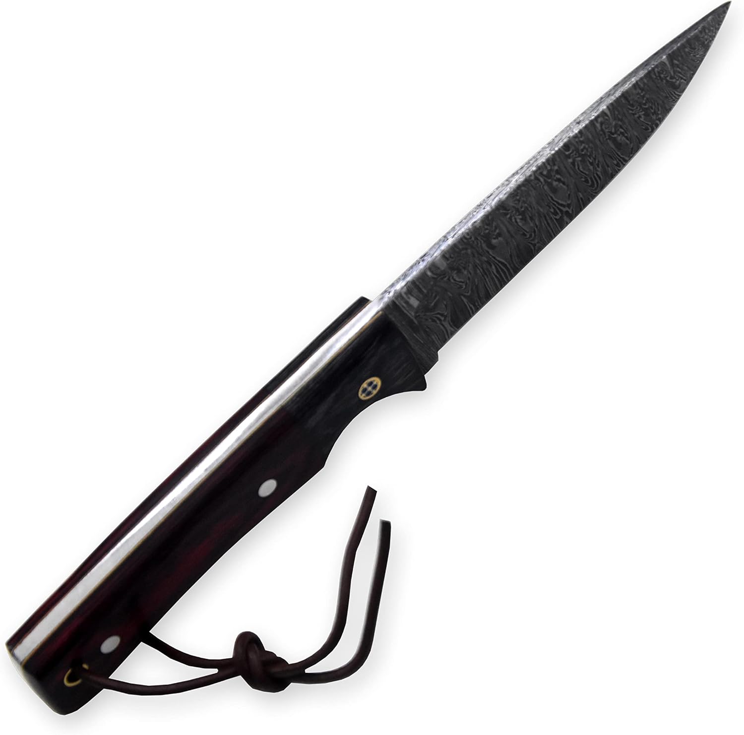 Hercules Knives Cuchillo de acero de Damasco forjado a mano de encargo Cuchillo de caza Cuchillo de caza Español Mango de madera Español Funda de