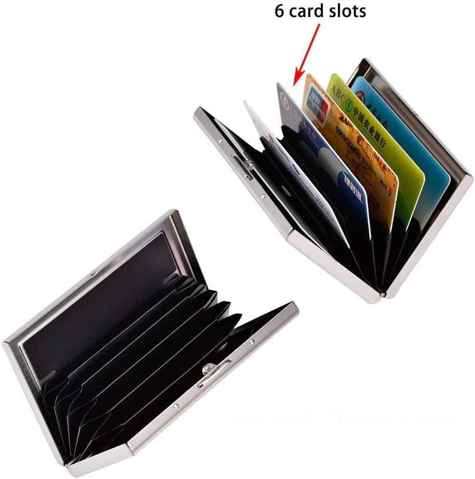 EASTNIGHTS Paquete de 2 juegos  Protector de tarjeta de crédito RFID de metal para tarjetas de crédito, cartera para tarjetas de visita para hombres
