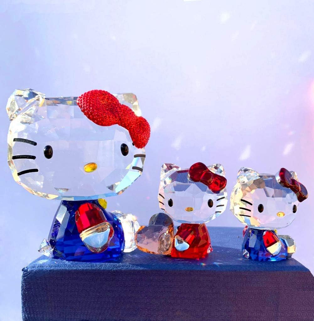 Figuras de gato de dibujos animados de cristal, adorno para automóvil, pisapapeles, boda, hogar, mesa, regalo, regalo para dama (niño grande)