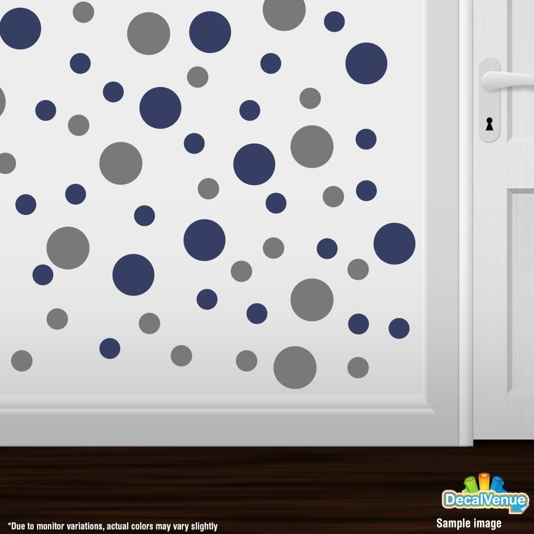 Adhesivos de pared de vinilo azul marinogris, círculos de 2 y 4 pulgadas (30 calcomanías)