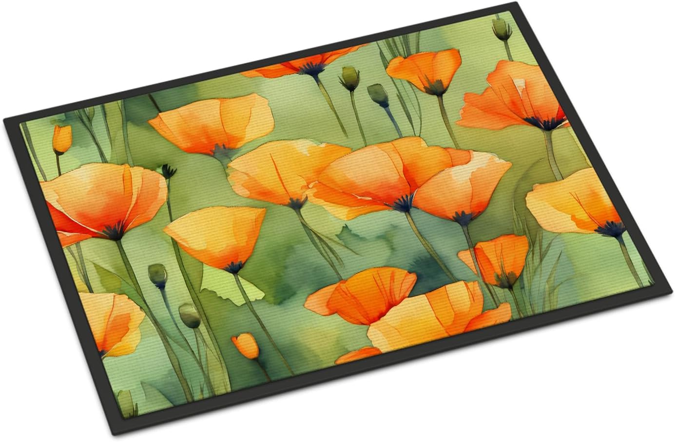 Caroline’s Treasures DAC1630MAT – Tapete para puerta delantera de California California amapolas en acuarela de 18 x 27 pulgadas, tapete para