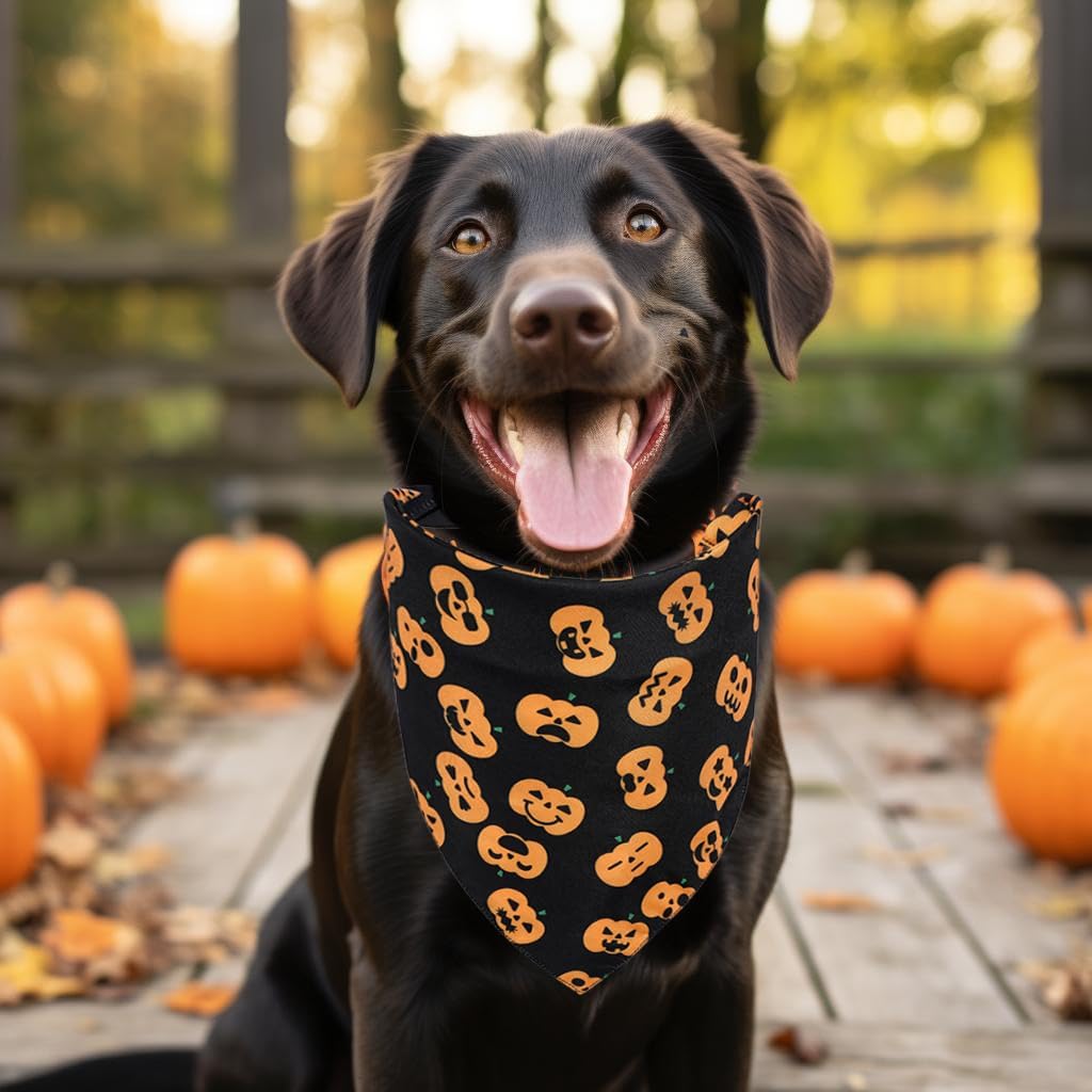 Duuclume 2 unidades de bandana para perro, Halloween, Navidad, patrón de Halloween, lavable, triangular, reversible, accesorios para niños y niñas,