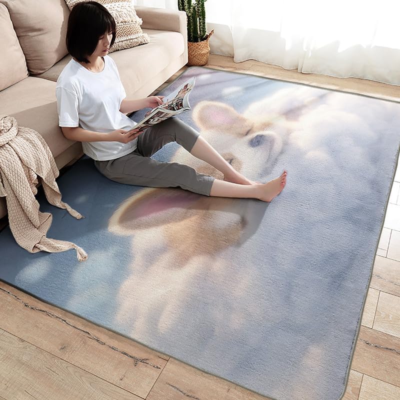 Alfombras lavables para entrada, sala de estar, dormitorio, alfombra Corgi y decoración del hogar, bonita alfombra de área para perros de 2 x 3