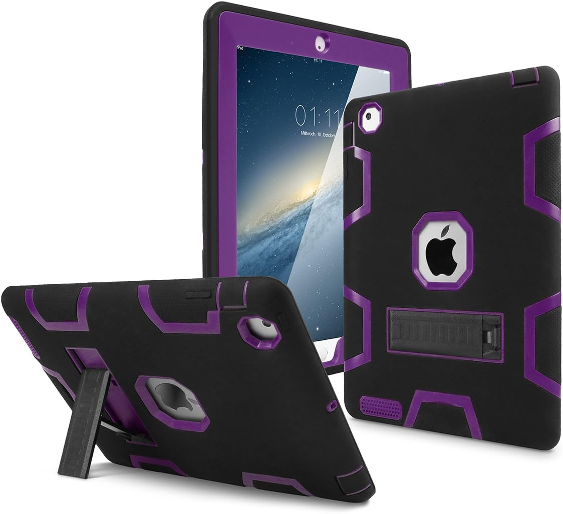 AICase – Funda para iPad 2, iPad 3, iPad 4, funda AICase Kickstand a prueba de golpes, resistente a los impactos, resistente, híbrida de tres capas,
