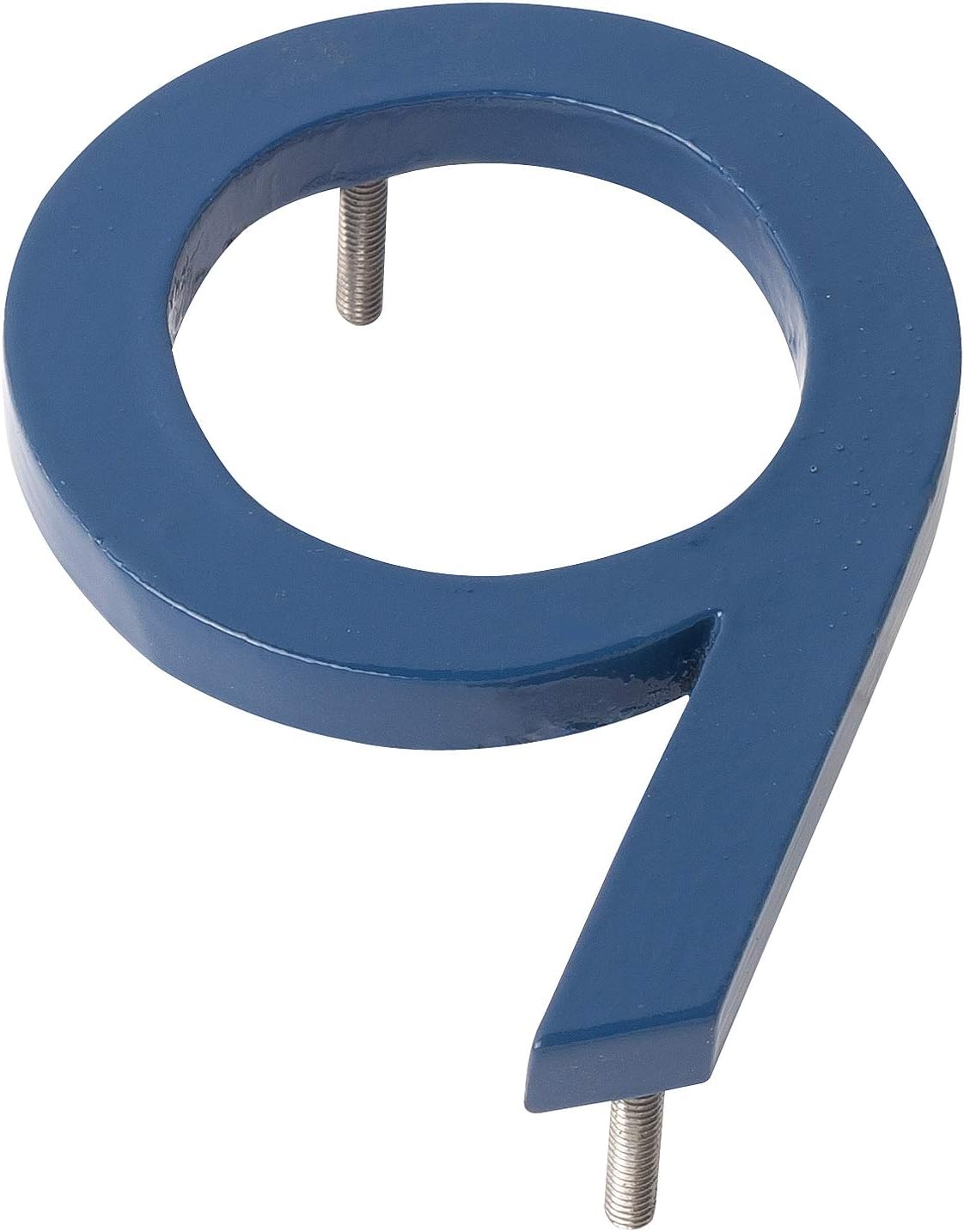 Montague Metal Products MHN-04-F-SB1-9 Números de casa de dirección flotantes modernos de aluminio cepillado sólido, 4 pulgadas, azul marino