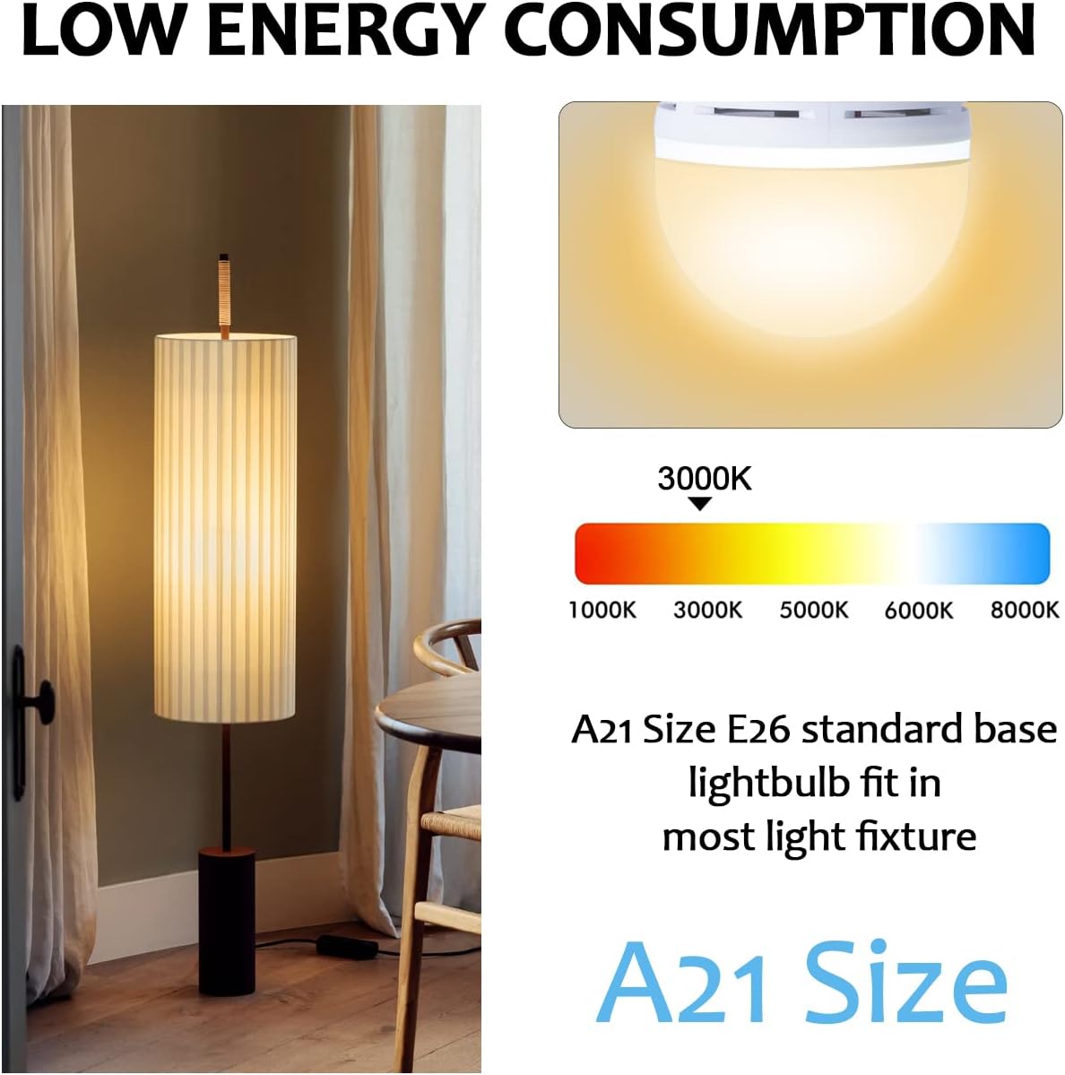 Bombillas LED recargables A21 de 9 W (equivalente a 60 W), blanco cálido, 3000 K, luz de emergencia multifunción para batería de reserva para cortes
