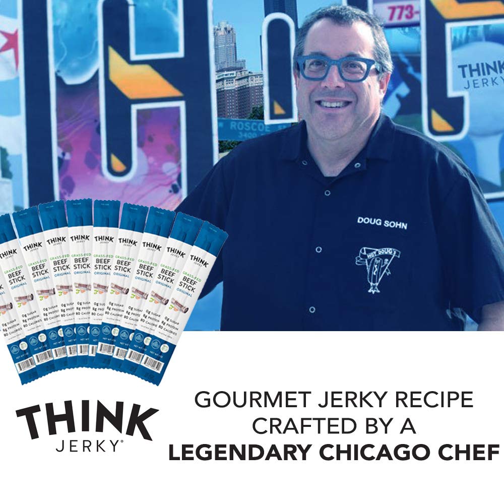 Palitos de carne de vacuno alimentada con pasto y pavo de rango libre de Think Jerky