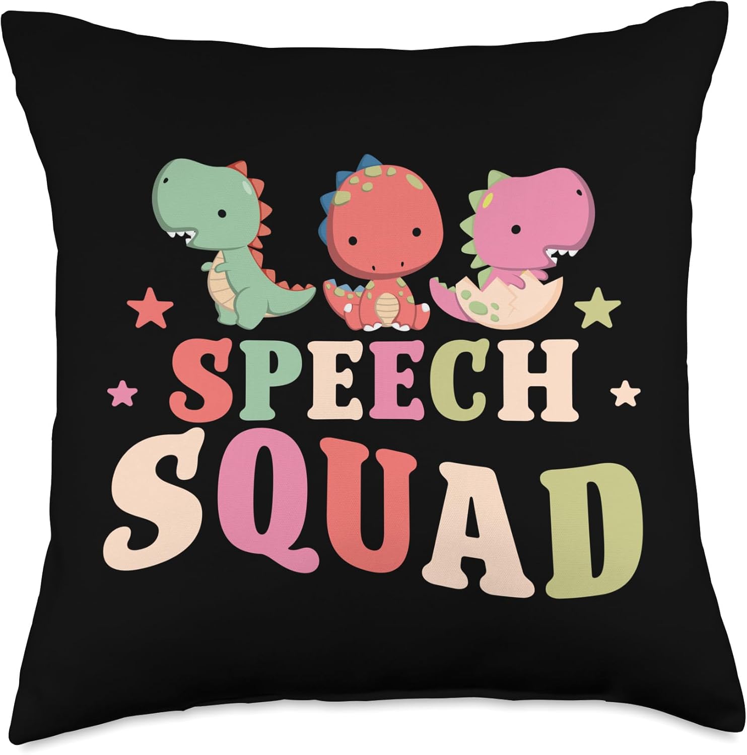Squad – Cojín de dinosaurio con diseño de patólogo, 18 x 18 pulgadas, multicolor