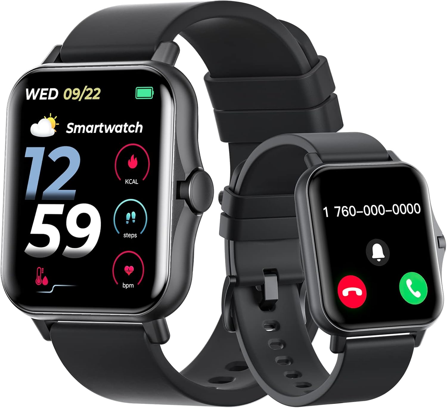Reloj inteligente (respuestahacer llamadas) Bluetooth rastreador de actividad física con frecuencia cardíaca, monitor de sueño, asistente de voz AI,