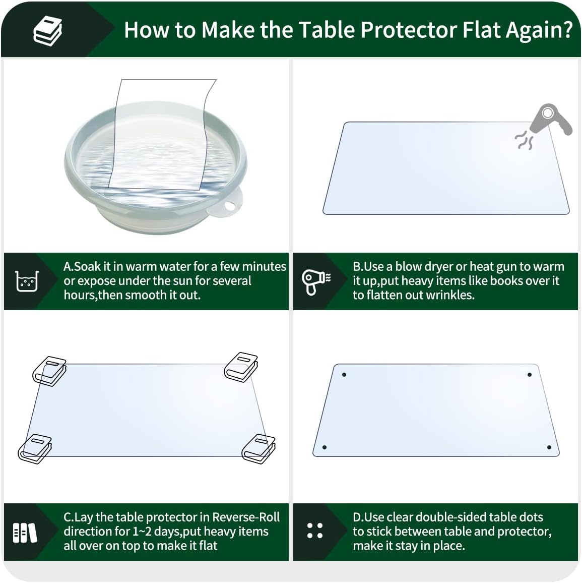 Protector de PVC para mesa de comedor de 26 x 72 pulgadas, protector de vinilo transparente rectangular de plástico para mesa de oficina, mesa
