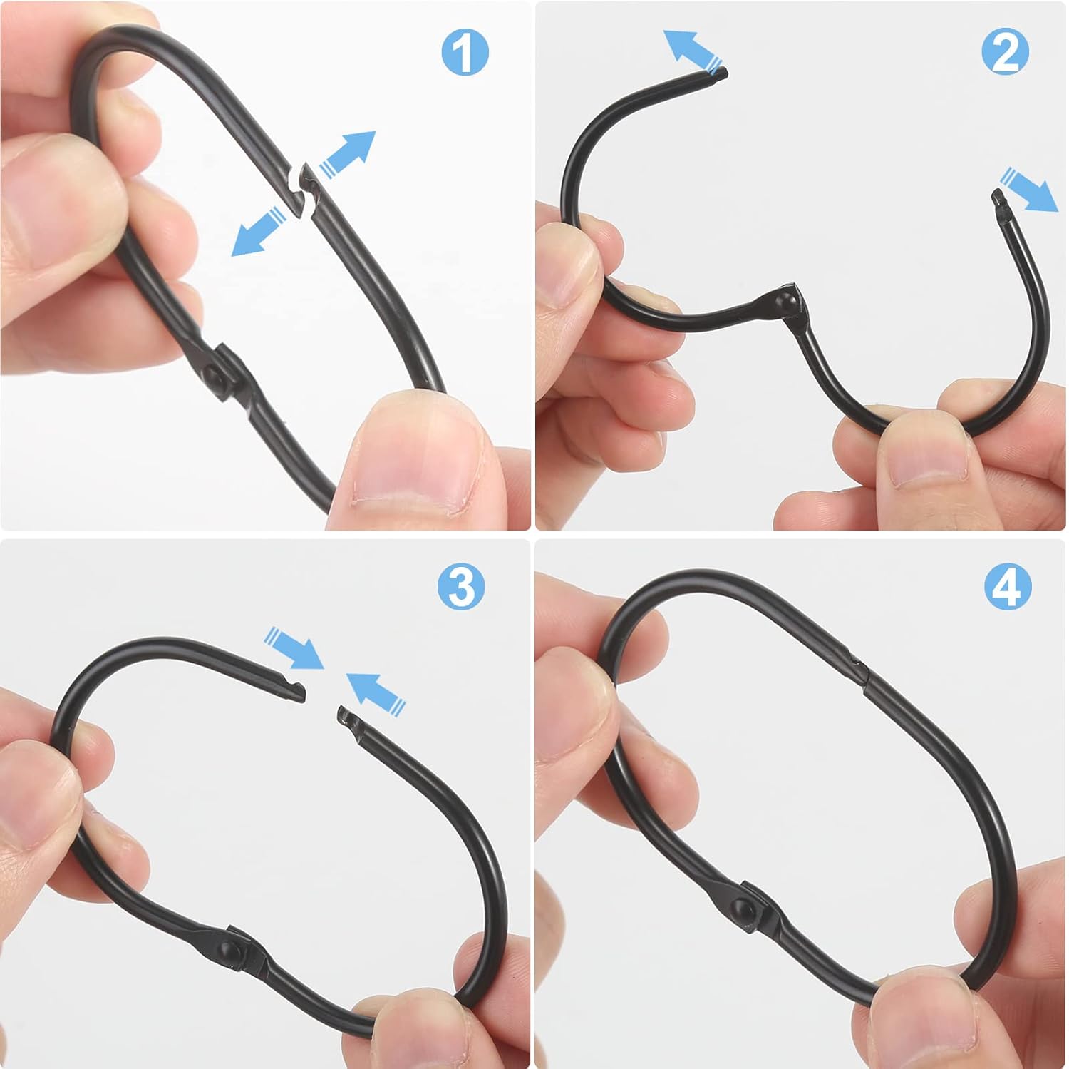 Goowin – 24 anillos para cortina de ducha, ganchos para cortina de ducha, anillos de ducha ovalados para cortina, anillos de cortina de ducha de
