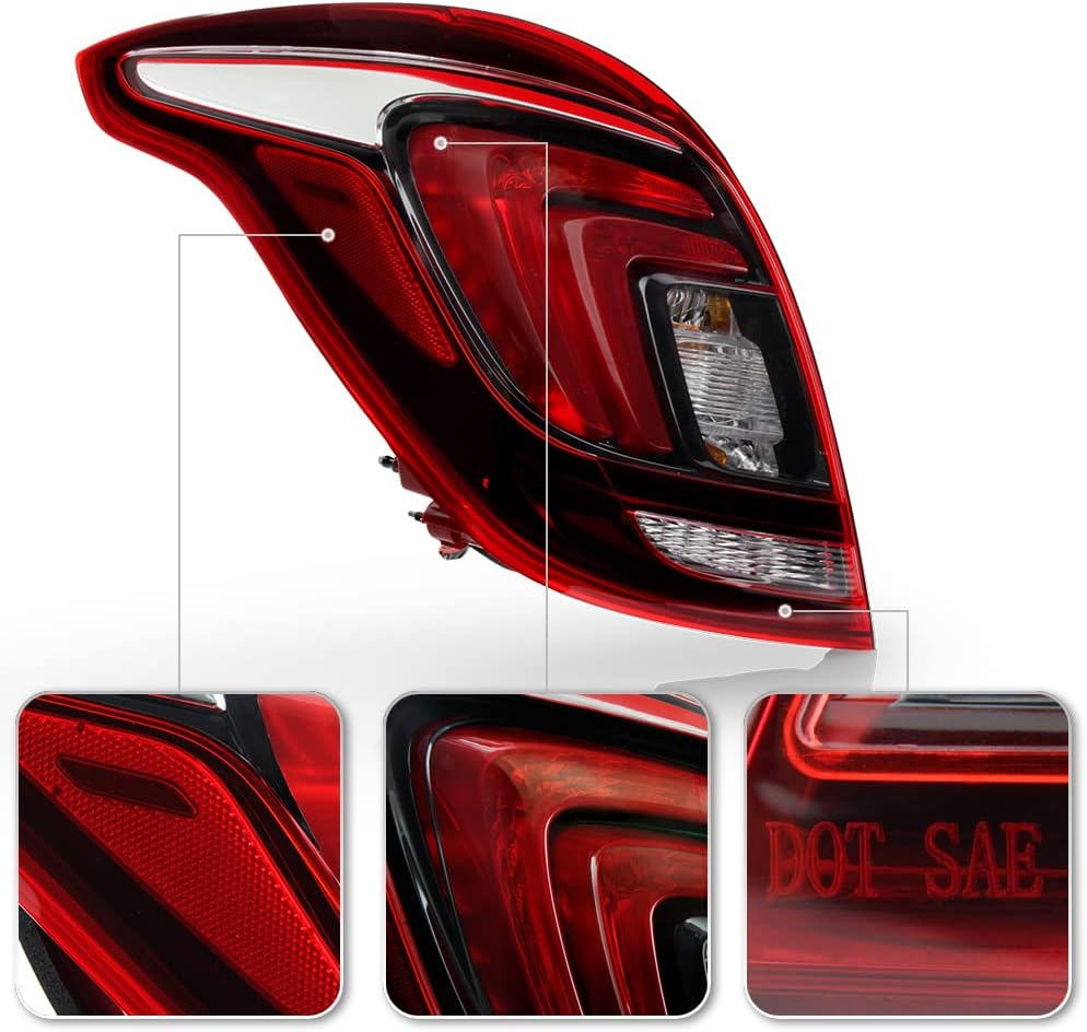 ACANII – Para 2017-2022 Buick Encore Rojo Claro OE Estilo de Fábrica LED Luz Trasera Lámpara de Freno Reemplazo Lado Izquierdo del Conductor