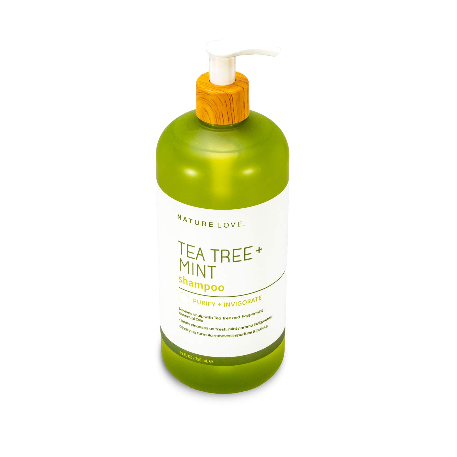 Nature Love Champú aclarante Tea Tree + Mint  Purificar + vigorizar  Revitalizante para todo tipo de cabello  Sin parabenos, libre de crueldad,