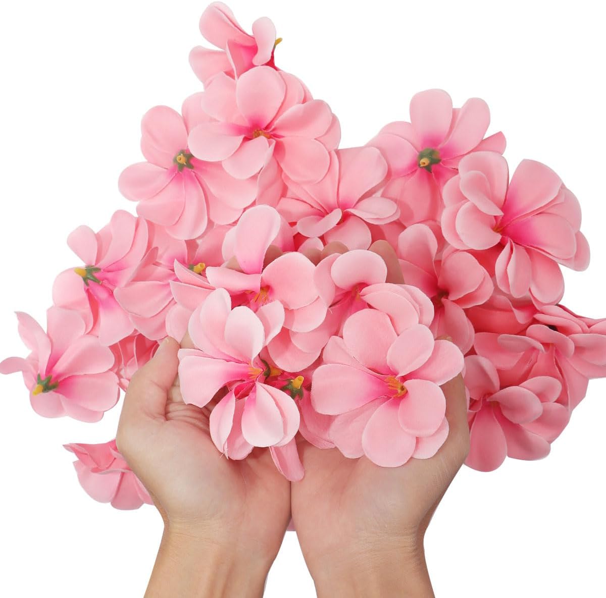 100 cabezas de flores artificiales de Plumeria Frangipani hawaiana de 2.8 pulgadas para bodas, guirnaldas, joyas, pinzas para el cabello, accesorios
