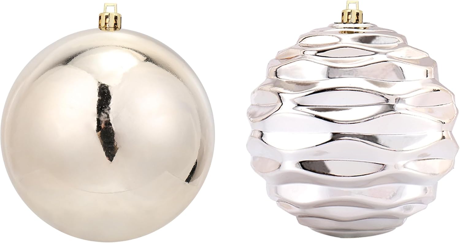 Adornos de bola de Navidad inastillables, decoraciones de Navidad extragrandes para árbol de Navidad (6 pulgadas, 2 unidades, champán)