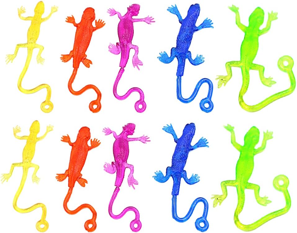 STOBOK Lagarto pegajoso, 24 piezas de juguetes pegajosos divertidos de lagarto de manos pegajosas, figuras de lagarto de gecko, juguetes elásticos