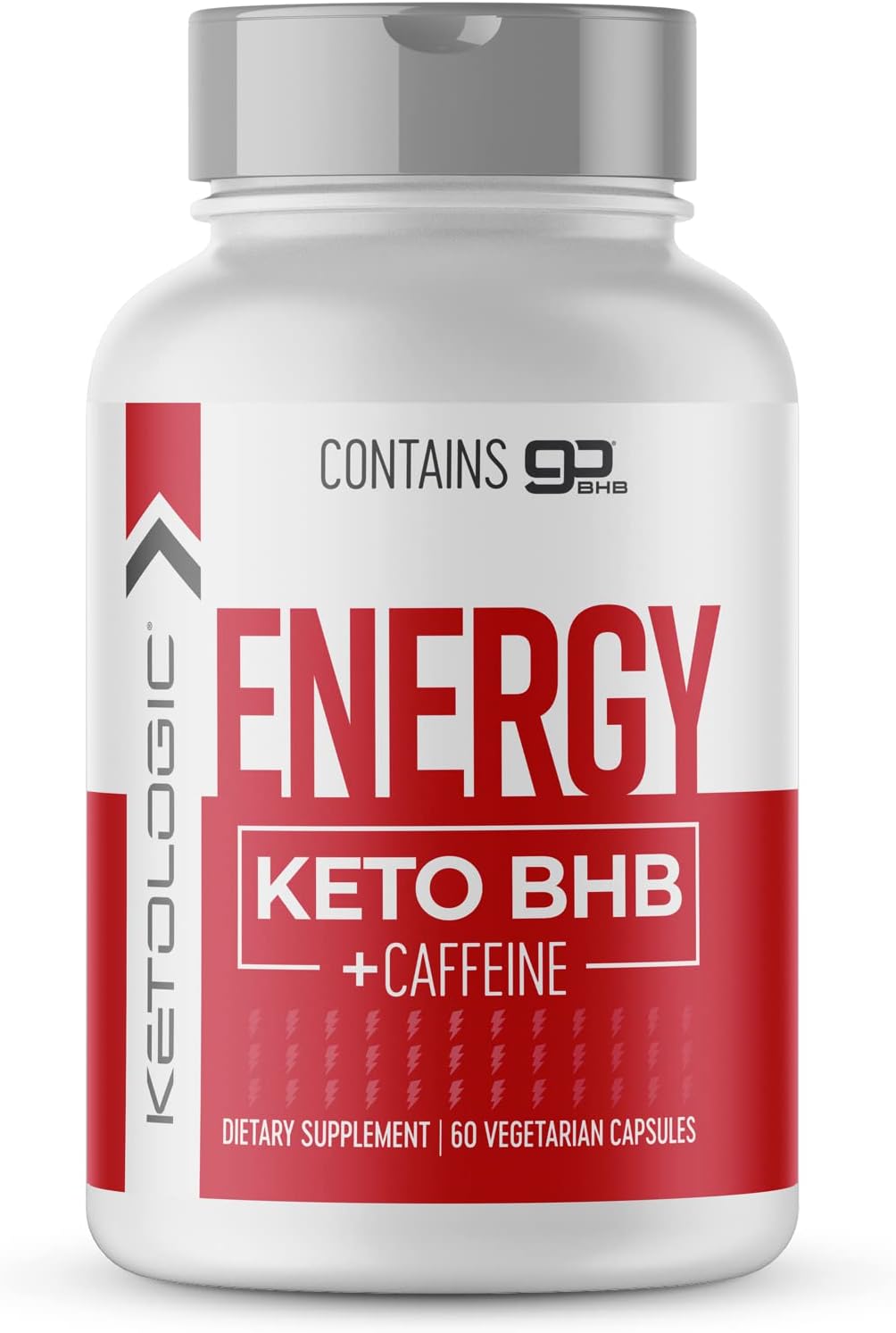 Ketologic Energy Capsules, BHB con cafeína, 60 cápsulas, suplemento de cetona sin gluten, complejo energético Keto, 30 porciones