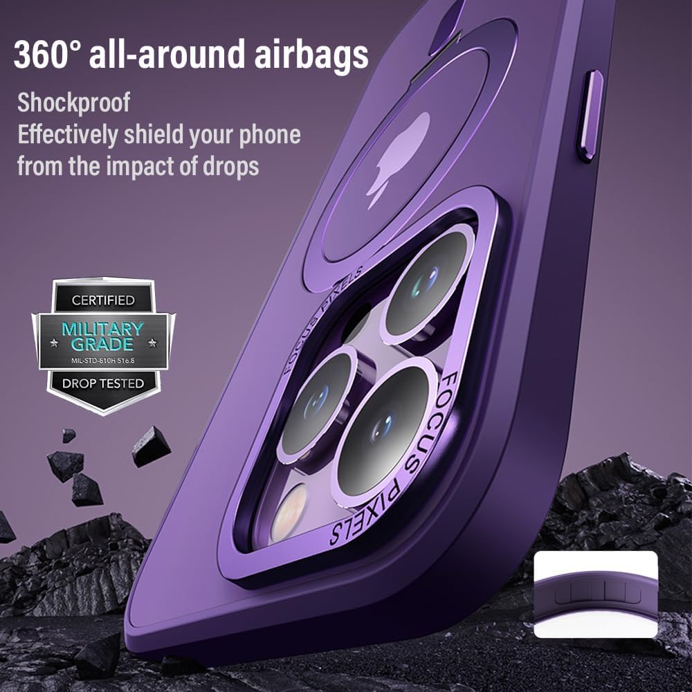 Funda para iPhone 15 Pro Max con soporte magnético compatible con cargador inalámbrico MagSafe y soporte magnético para montaje en automóvil,