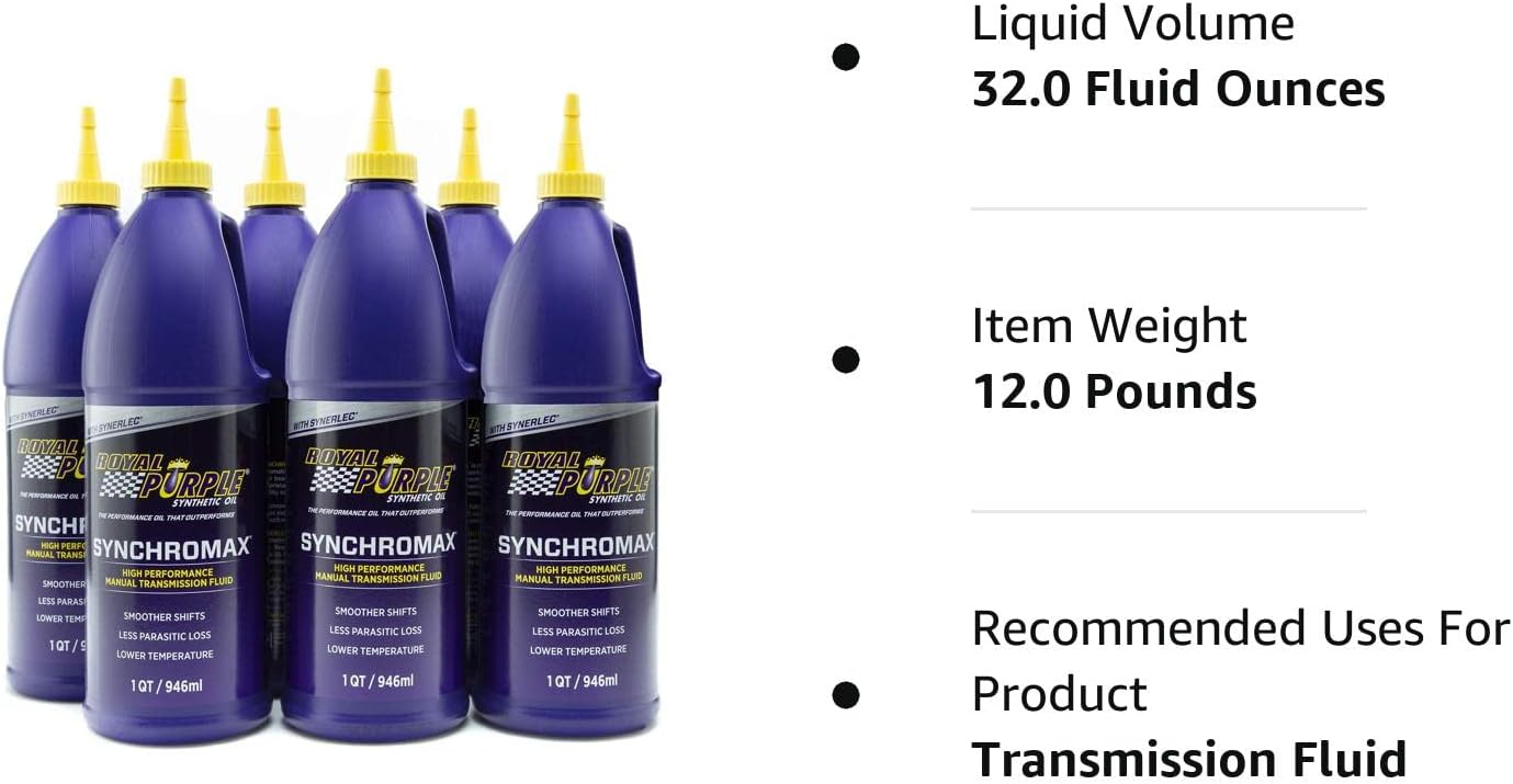 Royal Purple 01512 Synchromax – Líquido de transmisión manual (6 cuartos de galón)