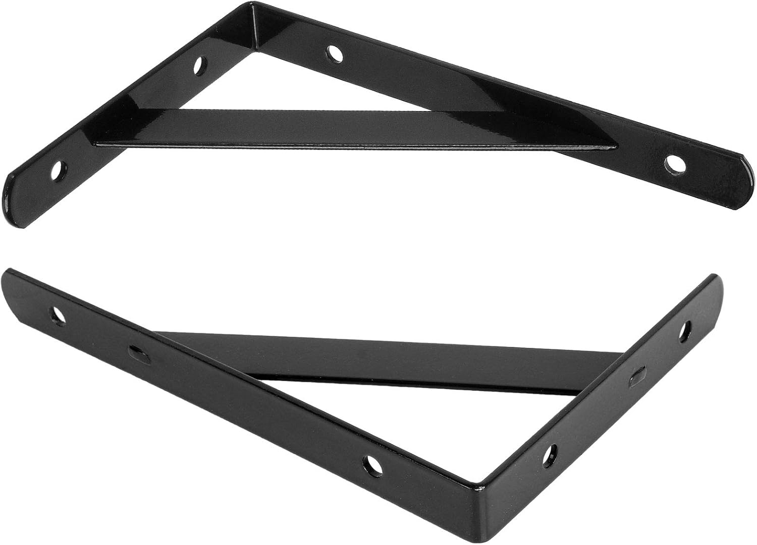 Paquete de 10 soportes de estante resistentes de 6 x 3.7 pulgadas, soportes de estante triangulares negros flotantes, ángulo de 90 grados, para